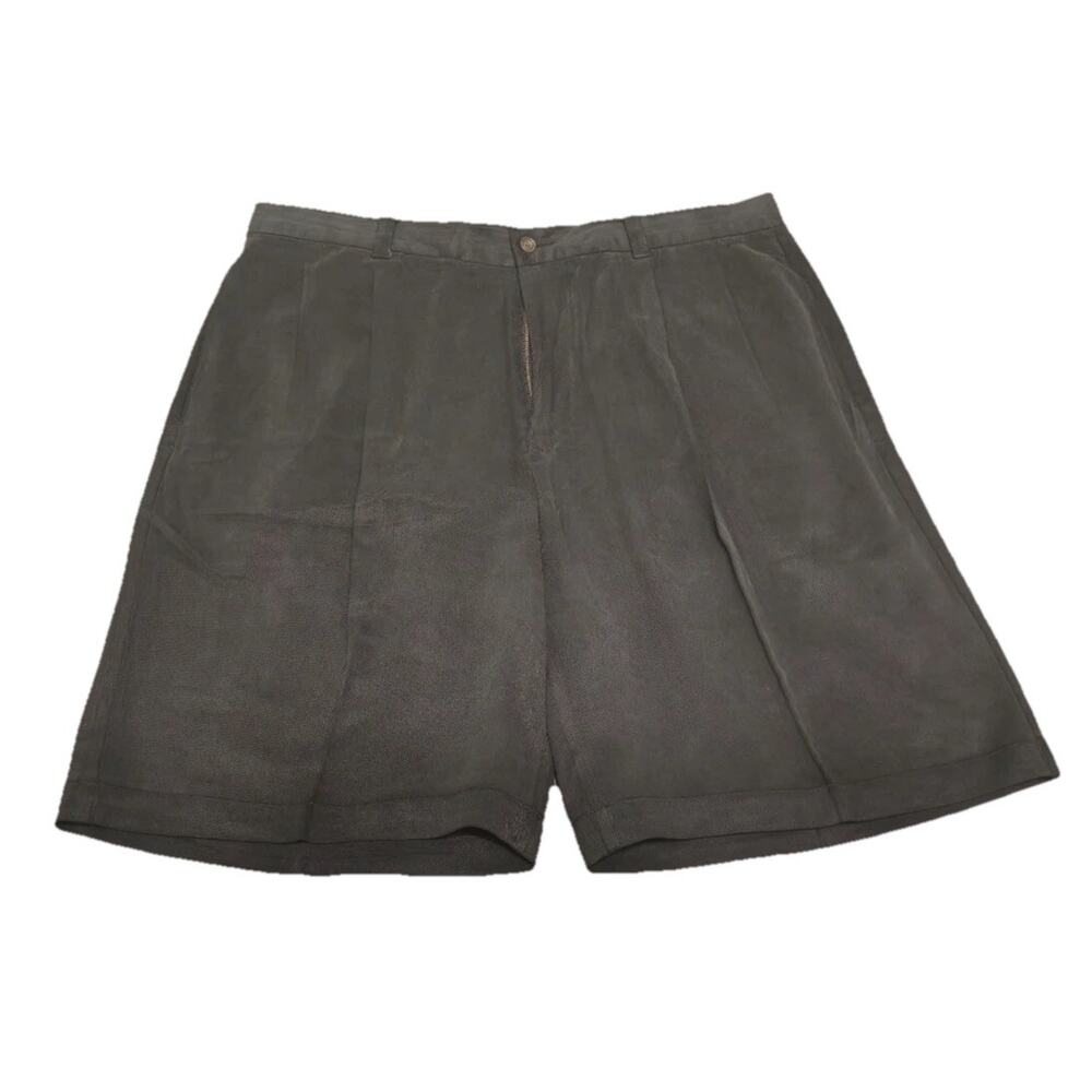 Tommy Bahama 100% Silk Shorts Size 36 Men's Twill Pleated Front Blue